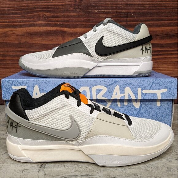 Nike Ja 1 Morant Wet Cement Mens 10 White Smoke Grey Basketball Shoes DR8785-100 - Picture 1 of 10